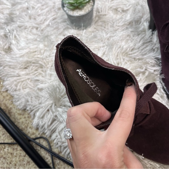 Aerosoles Ruffalo Suede Lace Up Bootie - EGGPLANT PURPLE - Size 8M - Picture 11 of 16